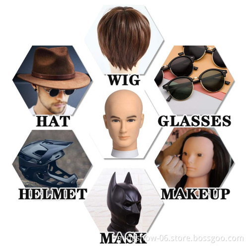 mannequin head bald wig, durable wig standing stand